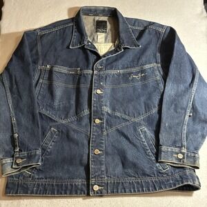 Sean John Denim Jacket Mens Large Blue Jean Button Up Hip Hop Streetwear Classic